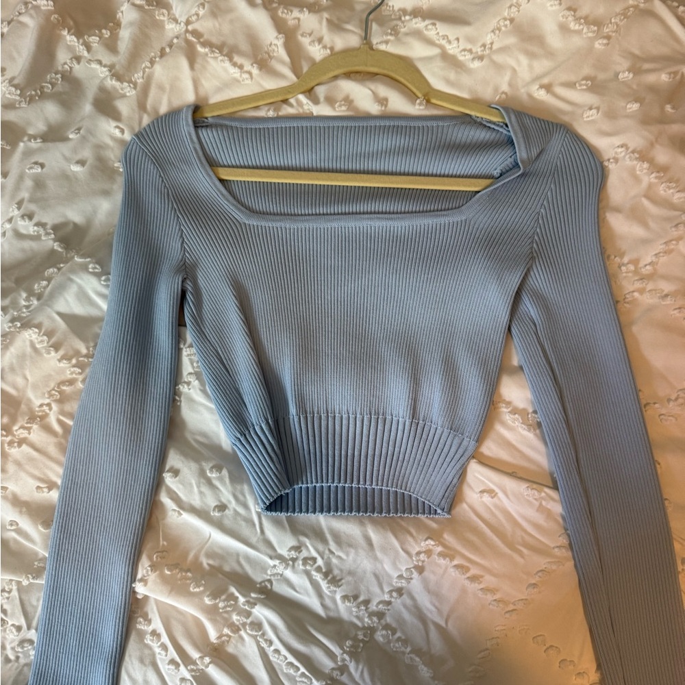 Zara Light Blue Ribbed Sweater